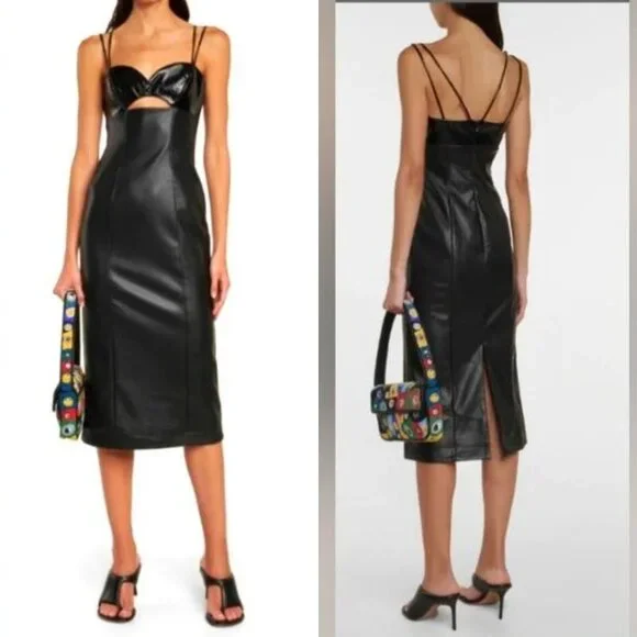 STAUD | Dresses | Nwt Staud Black Pencil Cut Out Faux Leather Sketching  Sheath Dress | Poshmark
